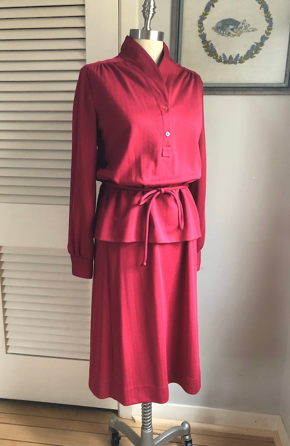 70s Raspberry 2 piece Dress