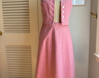 1970s Pink Vest and Skirt Suit Sz XS