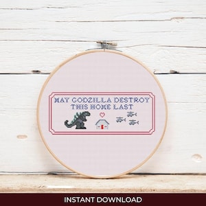 May Godzilla Destroy This Home Last Cross Stitch Pattern