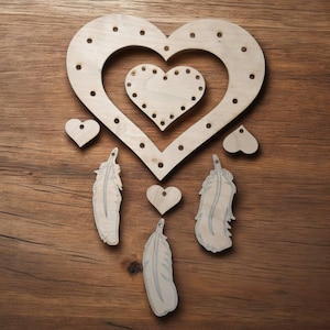 Fichier numérique SVG attrape-rêves coeur pour découpe laser Saint-Valentin pour cadeau décoration attrape-rêves en forme de coeur cadeau Saint-Valentin