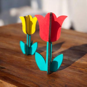 Fiori 3D 1 mm 2 mm 3 mm 4 mm 5 mm per carta legno PDF SVG img Tulipani Centrotavola primaverile Decor 3D puzzle File tagliati al laser Ai Cdr Svg download