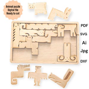 Tier Puzzle Einfach zu schneiden Holz Tetris Spiel Vektor für svg Vektordatei, Vektorschnittdatei, digitale Vektorkunst, CNC, CNC-Datei, CNC-Muster