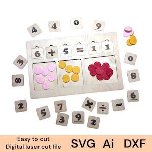Mathe Puzzle Laserschnitt datei pdf svg jpg dxf ai Laser geschnitten Puzzledatei, Holz Mathedatei Laserschnitt Spielzeug, Laserschnitt Montessori Spielzeug Laser
