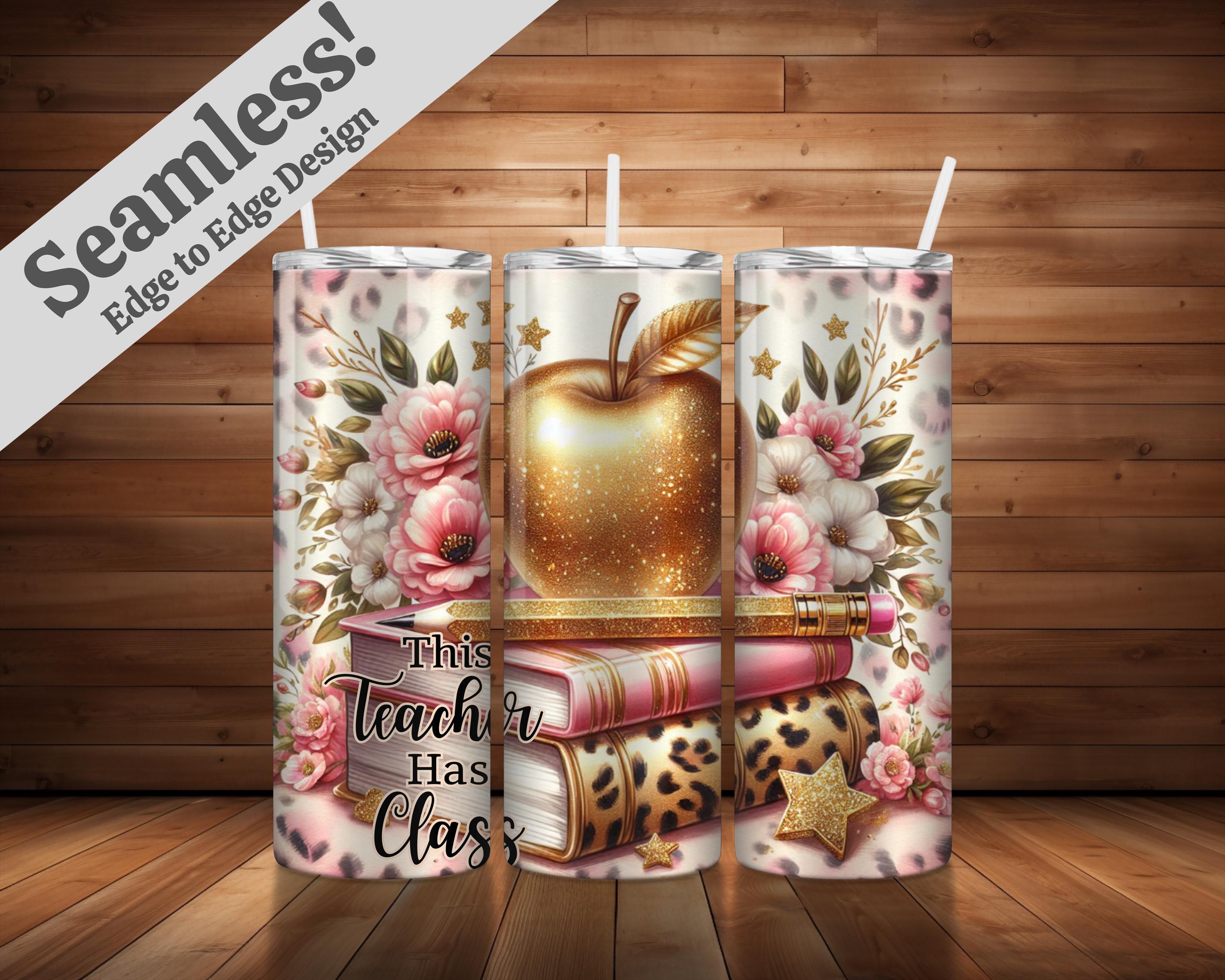 Seamless Teacher Tumbler Wrap PNG + SVG for 20 Oz Skinny Tumbler Wrap ...