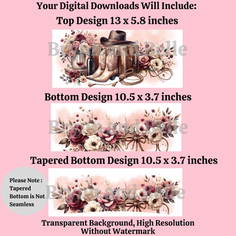 Cowgirl Romance 40oz Tumbler Wrap Western Boots and Hat Floral Tumbler ...