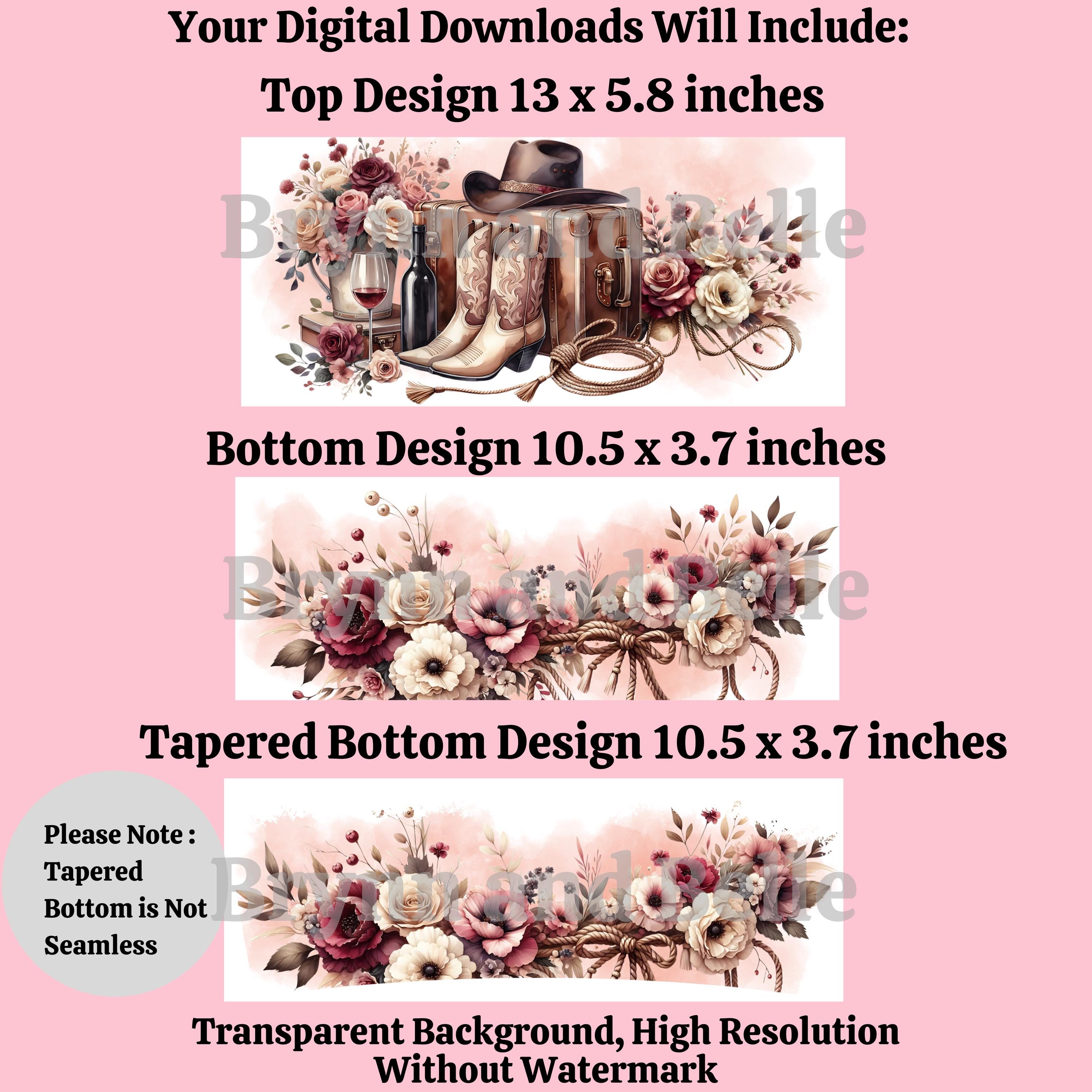 Cowgirl Romance 40oz Tumbler Wrap Western Boots and Hat Floral Tumbler ...