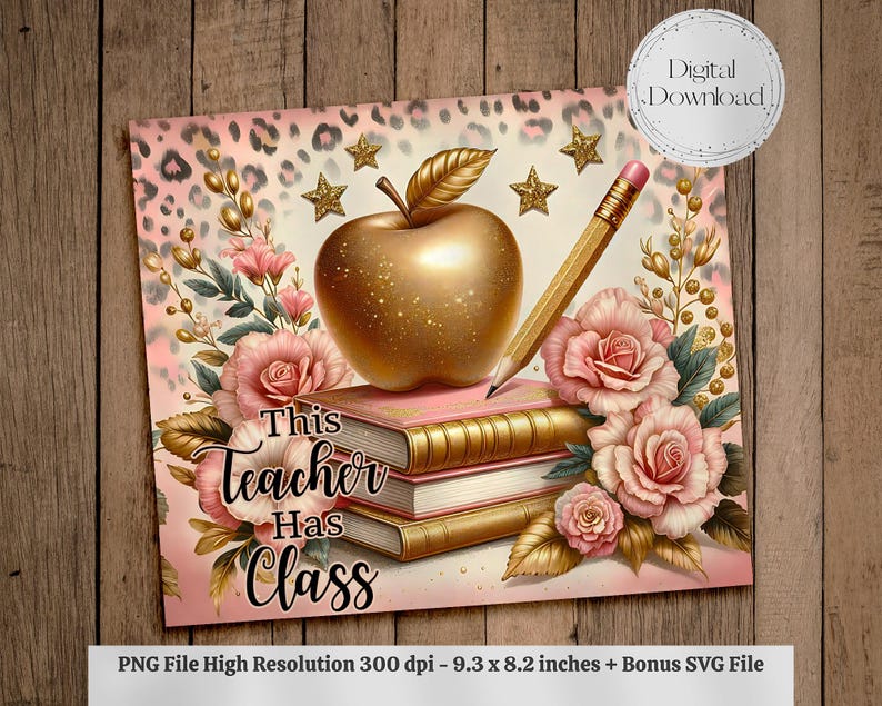 Seamless Teacher Tumbler Wrap PNG + SVG for 20 Oz Skinny Tumbler Wrap ...