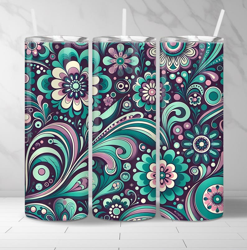 Seamless PNG + SVG for 20 Oz Skinny Tumbler Wrap Sublimation Design ...
