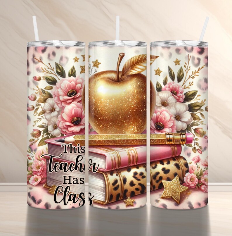Seamless Teacher Tumbler Wrap PNG + SVG for 20 Oz Skinny Tumbler Wrap ...