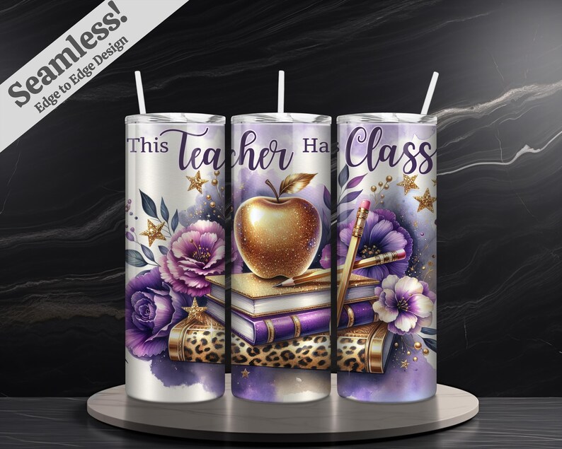Seamless Teacher Tumbler Wrap PNG + SVG for 20 Oz Skinny Tumbler Wrap ...