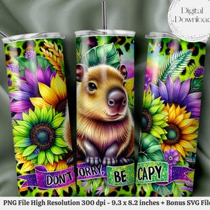 Capybara Seamless PNG + SVG  for 20 oz Skinny Tumbler Wrap Sublimation Design Digital Download + Bonus 6 Free PNG Cute Capybara Wrap