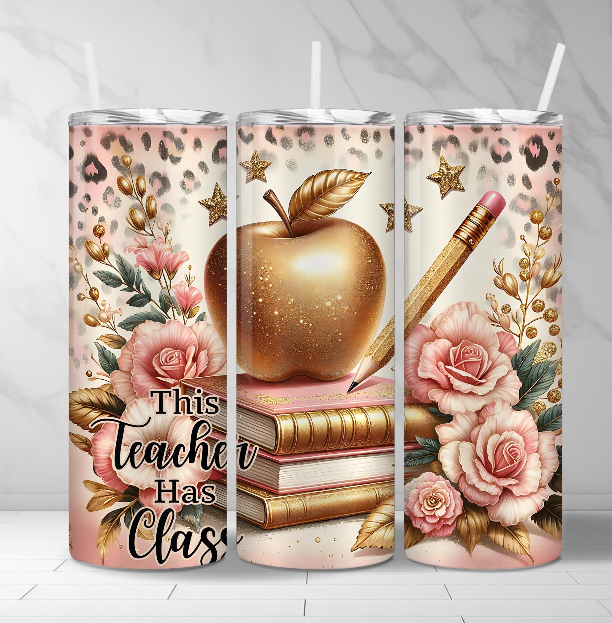 Seamless Teacher Tumbler Wrap PNG + SVG for 20 Oz Skinny Tumbler Wrap ...