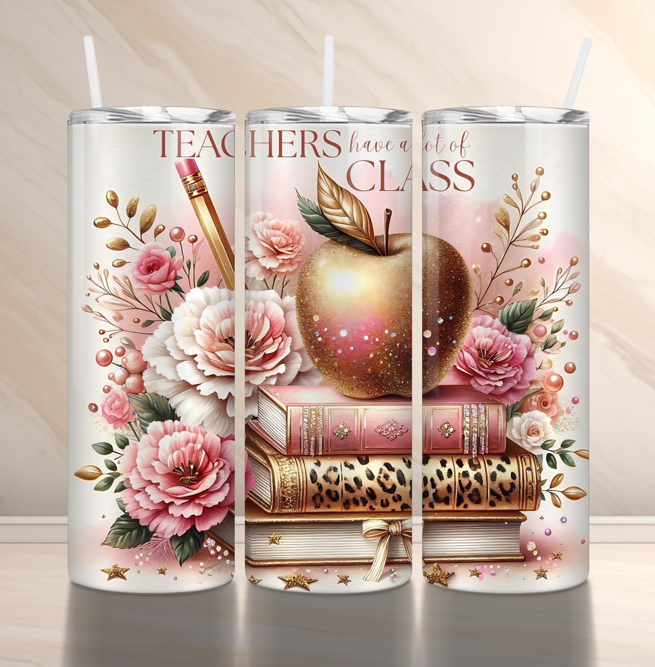 Seamless Teacher Tumbler Wrap PNG + SVG for 20 Oz Skinny Tumbler Wrap ...