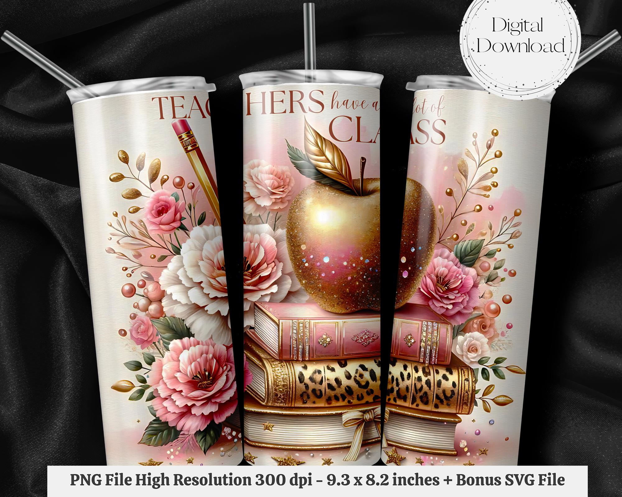 Seamless Teacher Tumbler Wrap PNG + SVG for 20 Oz Skinny Tumbler Wrap ...