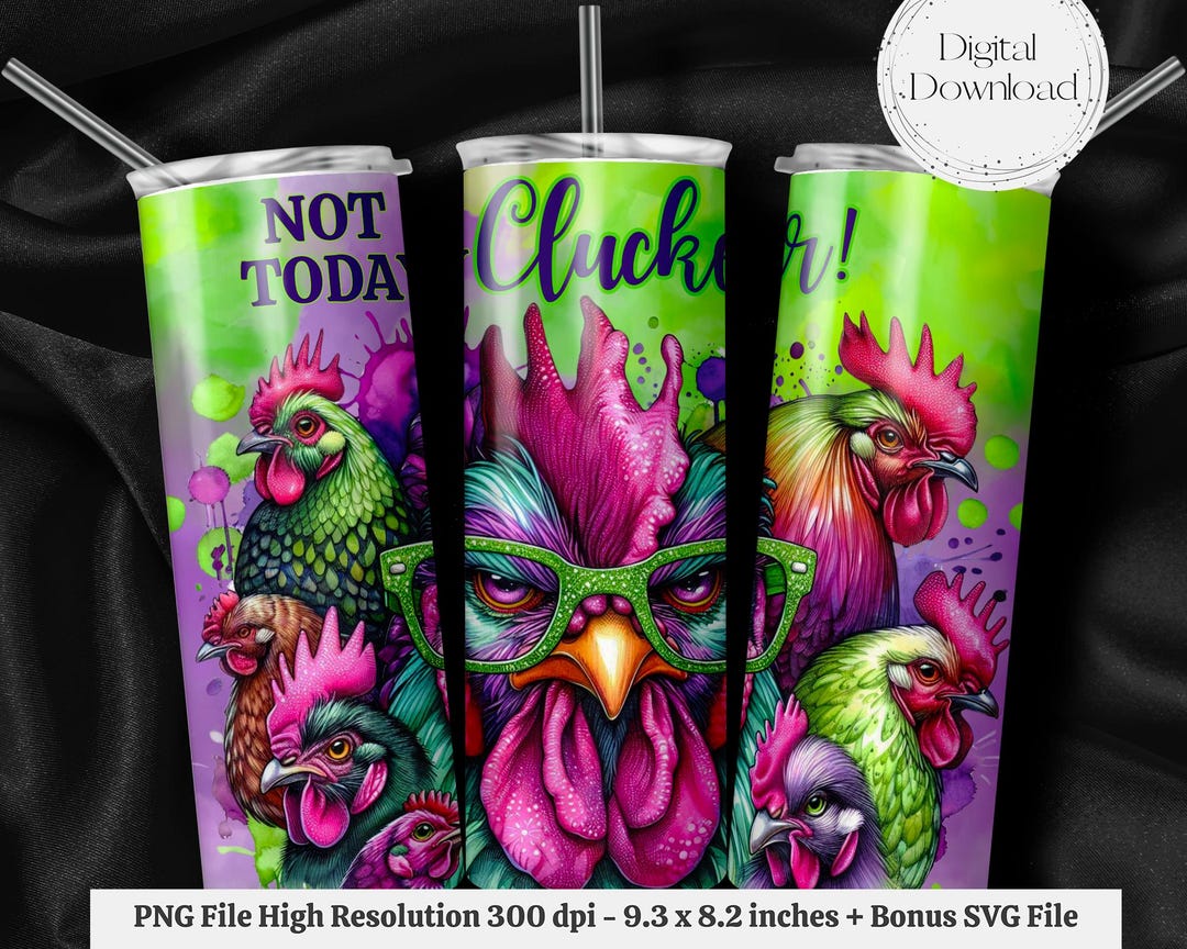 Funny Chicken Seamless PNG + SVG for 20 Oz Skinny Tumbler Wrap ...