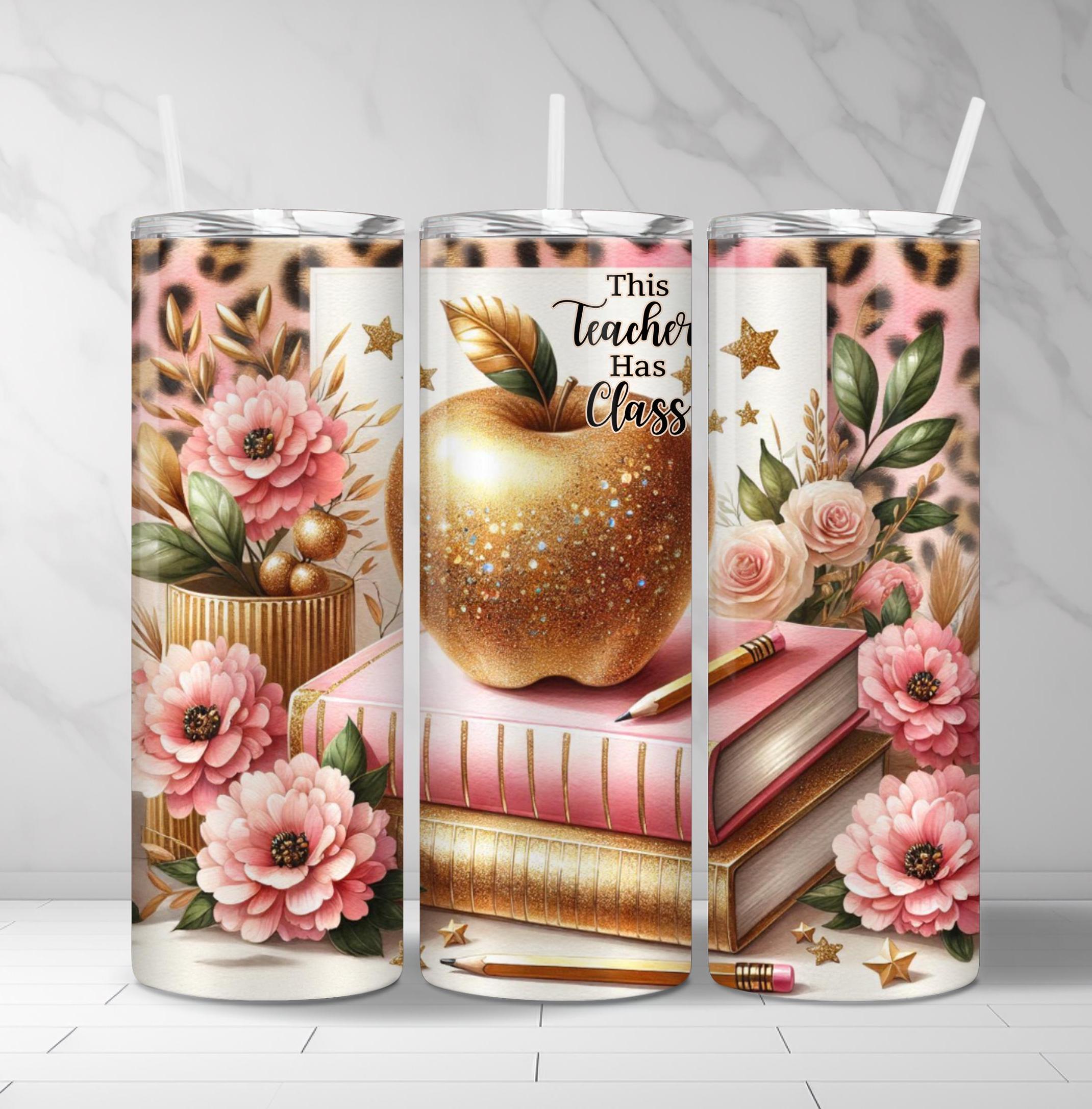Seamless Teacher Tumbler Wrap PNG + SVG for 20 Oz Skinny Tumbler ...