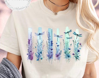 Dragonflies Brushstroke PNG Design + SVG for Sublimation Design Digital Download Watercolor Flowers Dragonfly Teal Purple