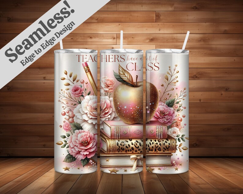 Seamless Teacher Tumbler Wrap PNG + SVG for 20 Oz Skinny Tumbler Wrap ...