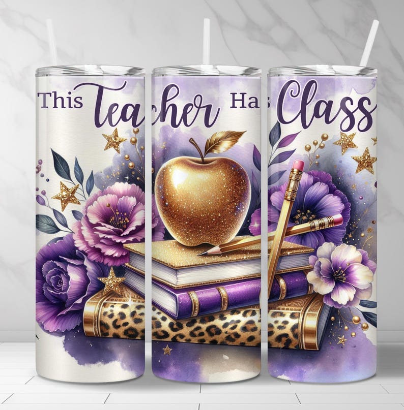 Seamless Teacher Tumbler Wrap PNG + SVG for 20 Oz Skinny Tumbler Wrap ...
