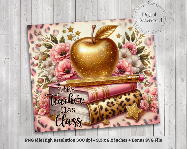 Seamless Teacher Tumbler Wrap PNG + SVG for 20 Oz Skinny Tumbler Wrap ...