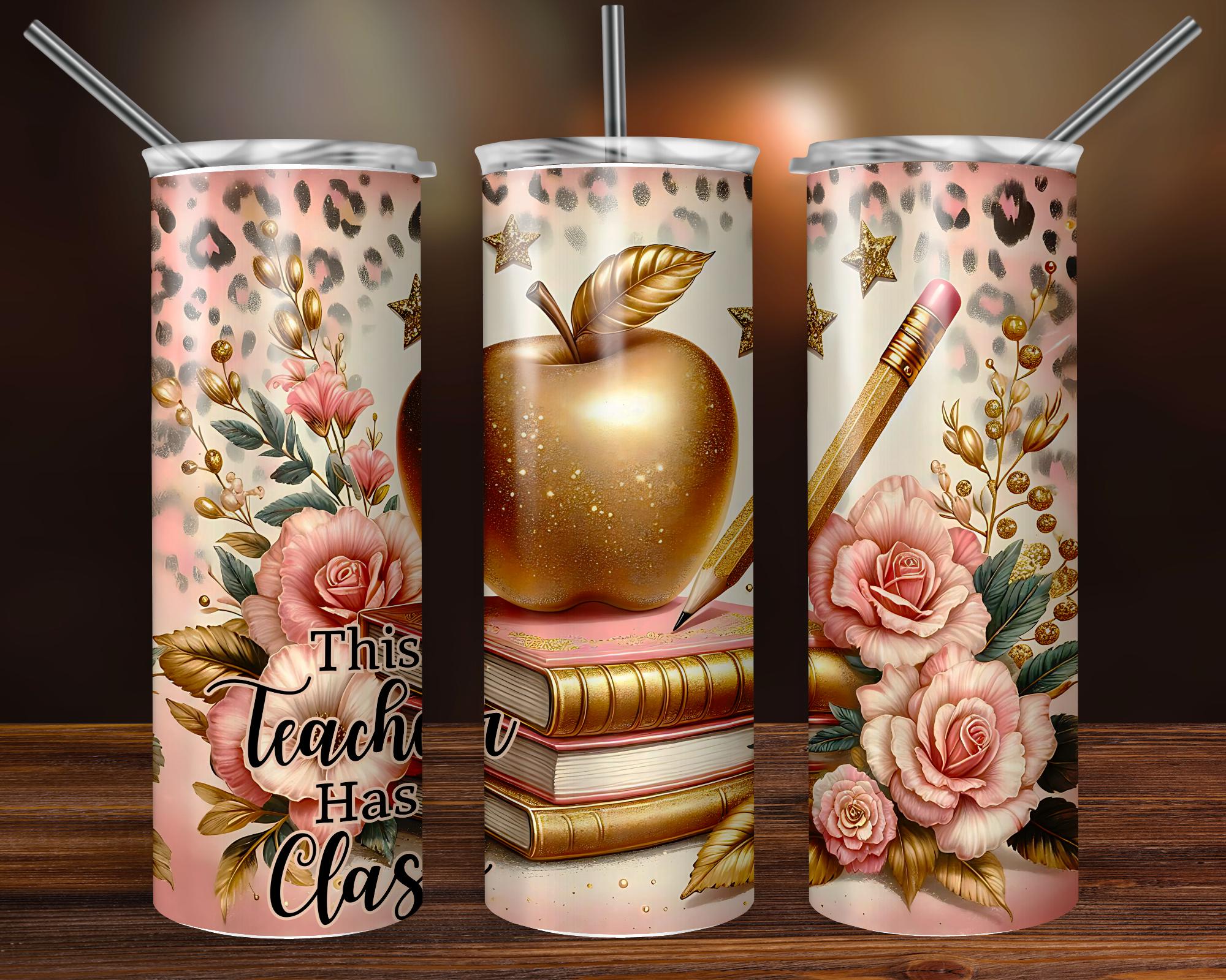 Seamless Teacher Tumbler Wrap PNG + SVG for 20 Oz Skinny Tumbler Wrap ...