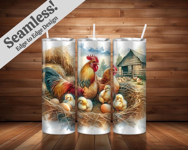 Chicken Farm PNG + SVG for 20 Oz Skinny Tumbler Wrap Sublimation Design ...