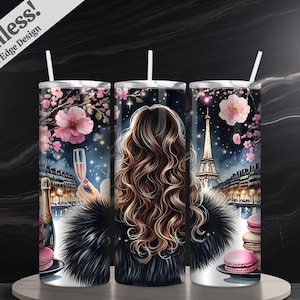 Paris Tumbler Wrap France Eiffel Tower PNG + SVG  for 20 oz Skinny Tumbler Wrap Sublimation Design Digital Download + Bonus 6 Free PNG