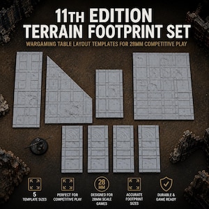 Elfige Auflage Terrain Footprint Set | Wargaming Tisch Layout-Vorlagen für 28 mm kompetitives Spiel
