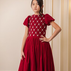 Long Puffy Sleeves Red Dress
