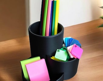 Modern Three Cup Office Organizer – 3D Printed Minimalist Desk Caddy