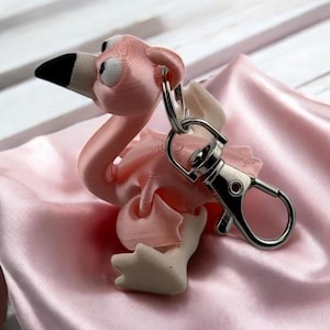 3D Printed Pink Flamingo Keychain, Kawaii Backpack Charm