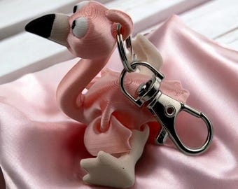 3D Printed Pink Flamingo Keychain, Kawaii Backpack Charm