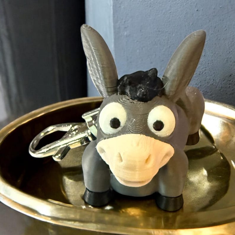 3D Printed Donkey Keychain | Farm Animal PLA Bag Charm - Etsy