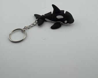 3D Printed Orca Keychain, Flexible Fidget Toy, Ocean Animal Charm