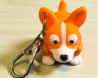 3D Printed Corgi Keychain: PLA Dog Charm, Pet Lover Gift