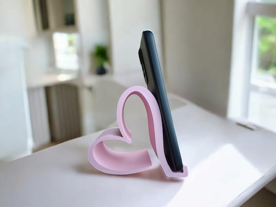 3D Printed Heart Phone Stand: Minimalist PLA Desk Accessory