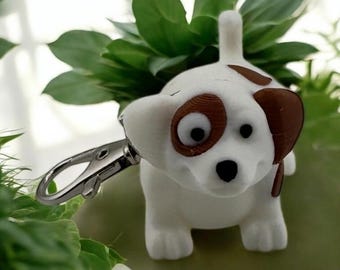 3D Printed Puppy Keychain – Spotted Dog Zipper Pull, Backpack Charm