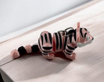 3D Printed Tiger Keychain: Articulated Fidget Animal Charm