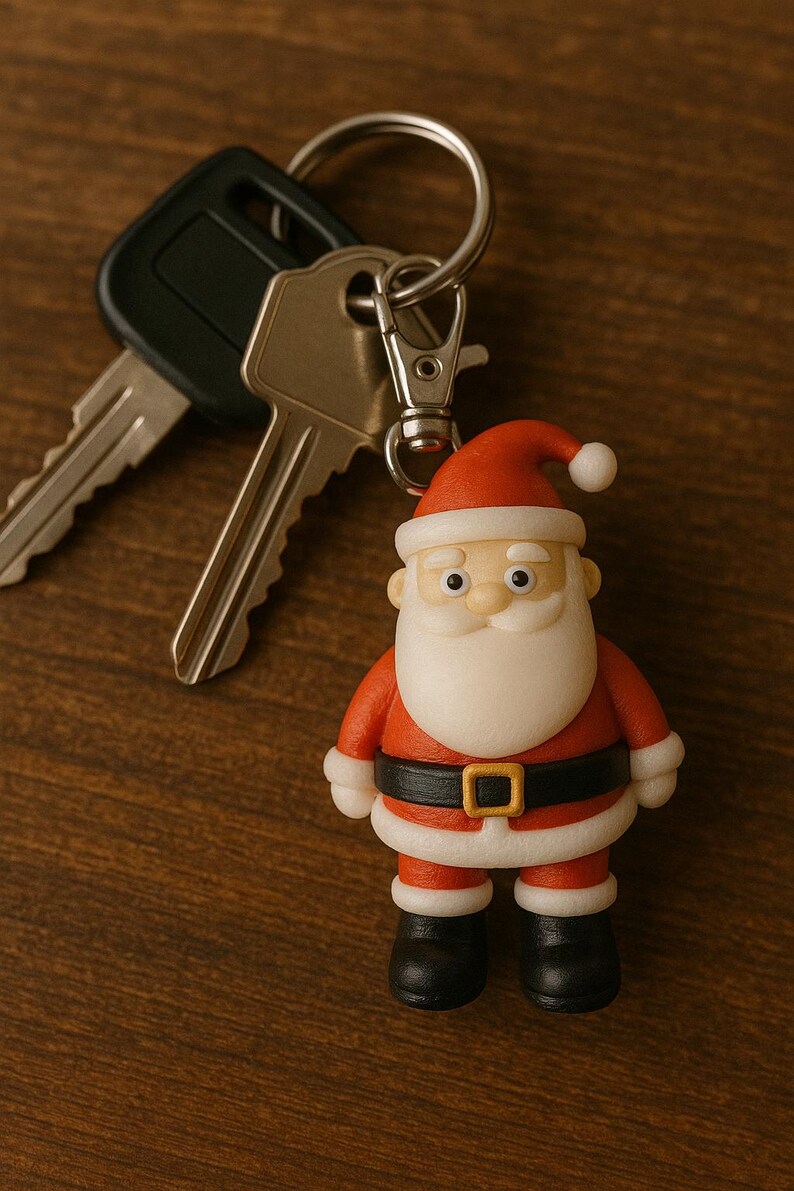 3D Printed Santa Claus Keychain: Christmas Backpack Charm, Stocking ...