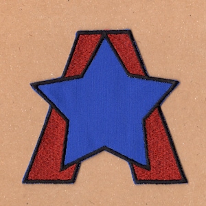 May include: A blue star with a red outline, shaped like the letter A.
