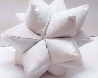 White Velvet Star Pillow - Unique Origami Shaped Pillow for Wedding or Mom's Gift - Geometric Decorative Throw Pillow