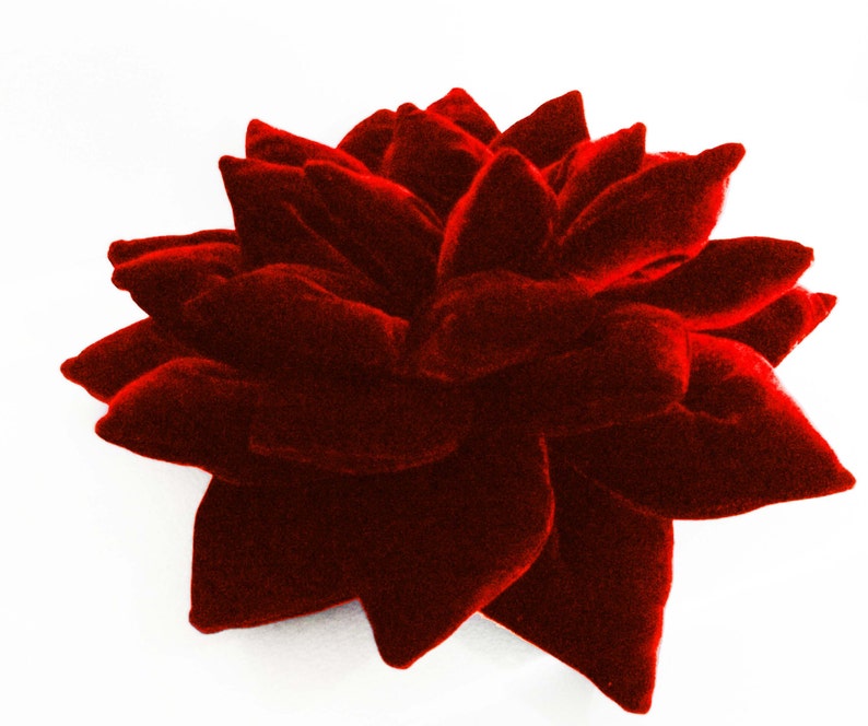 pouf-decorative red Lotus flower velvet pillow-flower pillow-home decor-16x16-throw pillow-meditation pillow accent pillow-wedding pillow image 3