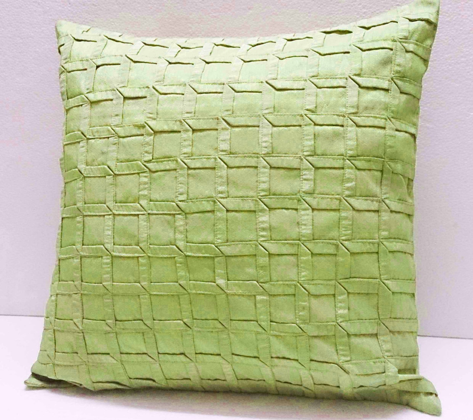 Box Pleated Lime Green Cushion Decorative Cushion Modern Etsy