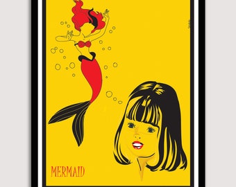 Mermaid Poster Digital Download Fish Poster sticker Card Gift For her