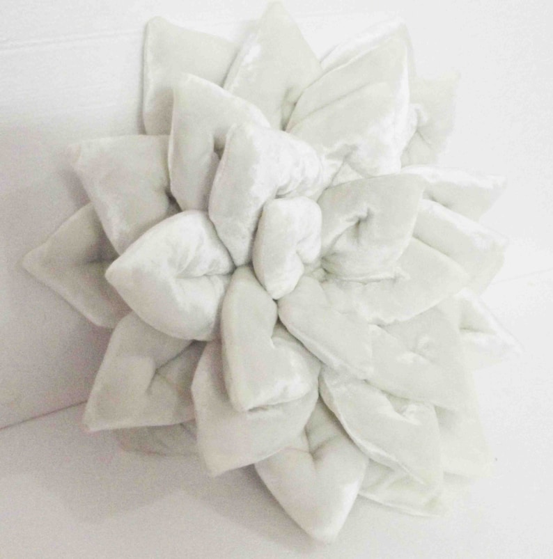 white pillow-velvet pillow-lotus flower-shaped pillow-16 inches-gifts-buddha-designer pillow-luxury pillow-yoga studio decor-unique gift image 3