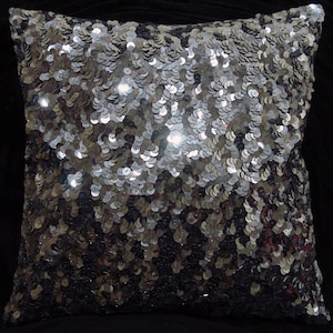 Sparkling Silver Sequin Pillow | 18x18 Inch Silk Throw Pillow for Home Decor, Weddings, and Gifts | Glittery Sofa and Living Room Accent