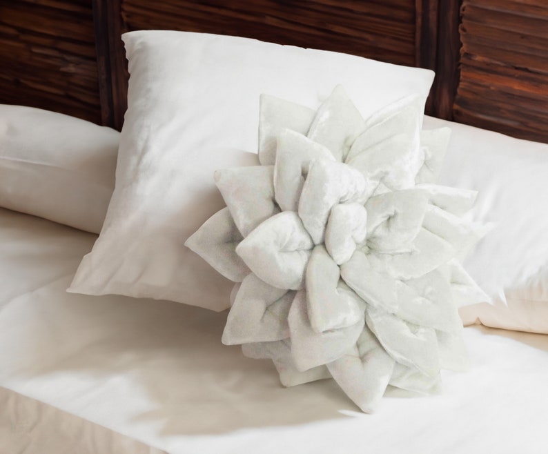white pillow-velvet pillow-lotus flower-shaped pillow-16 inches-gifts-buddha-designer pillow-luxury pillow-yoga studio decor-unique gift image 8