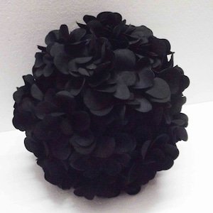 Black Flower Pillow: Suede Petal Pouf, 12 inch Decorative Pillow