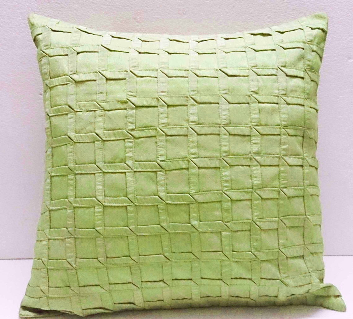 Box Pleated Lime Green Cushion Decorative Cushion Modern Etsy