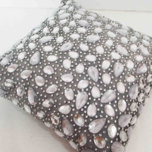 crystal pillow swarovski crystal sparkle grey pillow mom gifthousewarming handmade cushion in size 16x16inches image 4